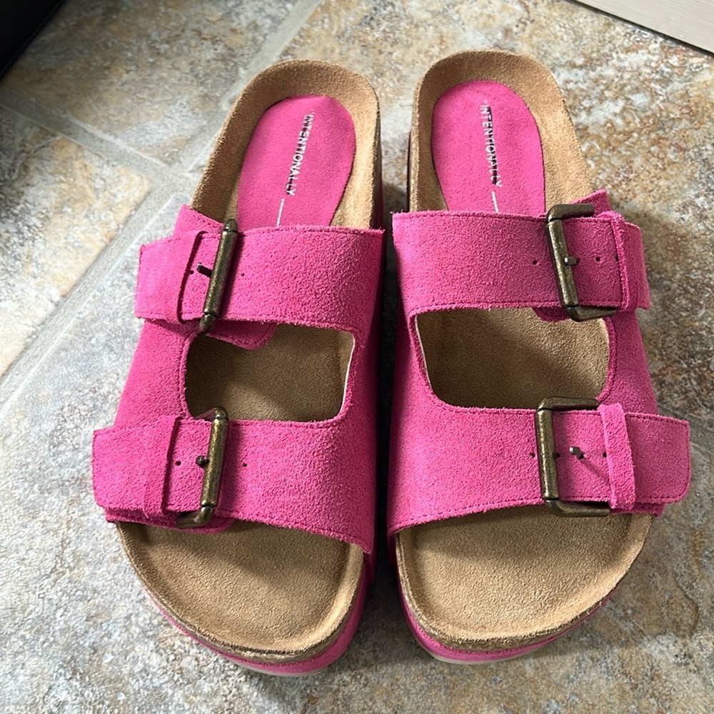 Free People x Intentionally Blank Rule Breaker Platform Suede Sandals Sz 7 NEW - Picture 4 of 14